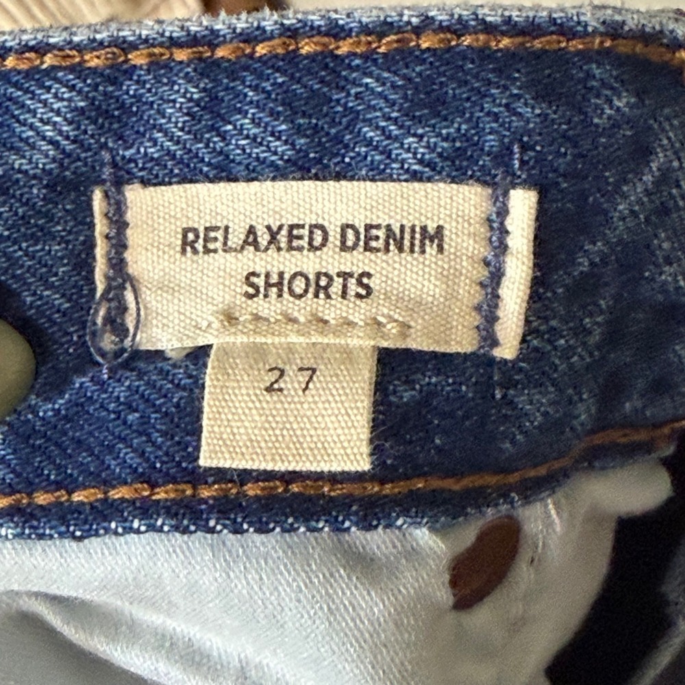 Madewell Relaxed Denim Shorts Medium Wash Raw Hem Size 27 - Picture 6 of 8